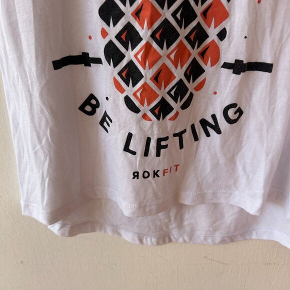 RokFit Muscle Tank Womens Large White Pineapple Sleeveless Athletic Athleisure - Picture 2 of 4